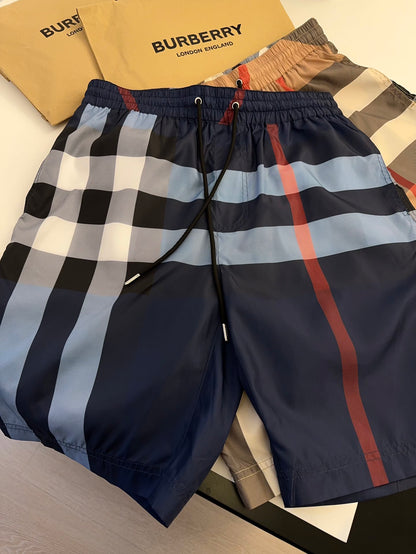 Burberry Large Check Drawstring Beach Shorts