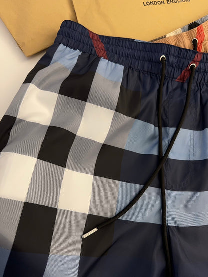 Burberry Large Check Drawstring Beach Shorts