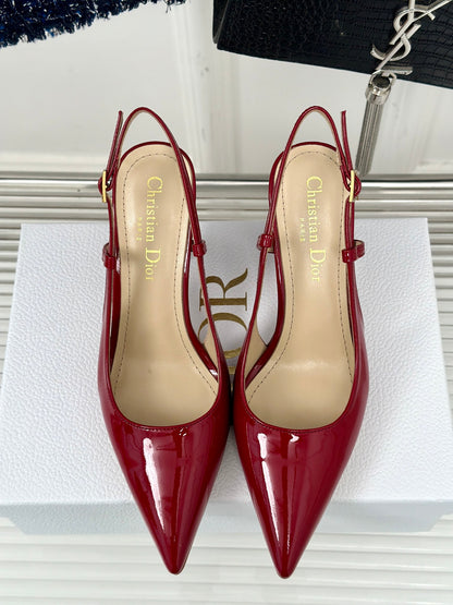 Dior Pearl Heel Pointed-Toe Slingback Mules – Spring/Summer Collection – 2024