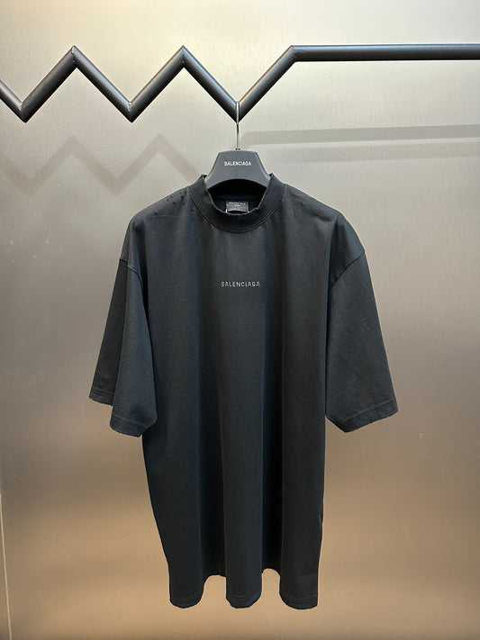 Balenciaga Rhinestone Logo Distressed T-Shirt