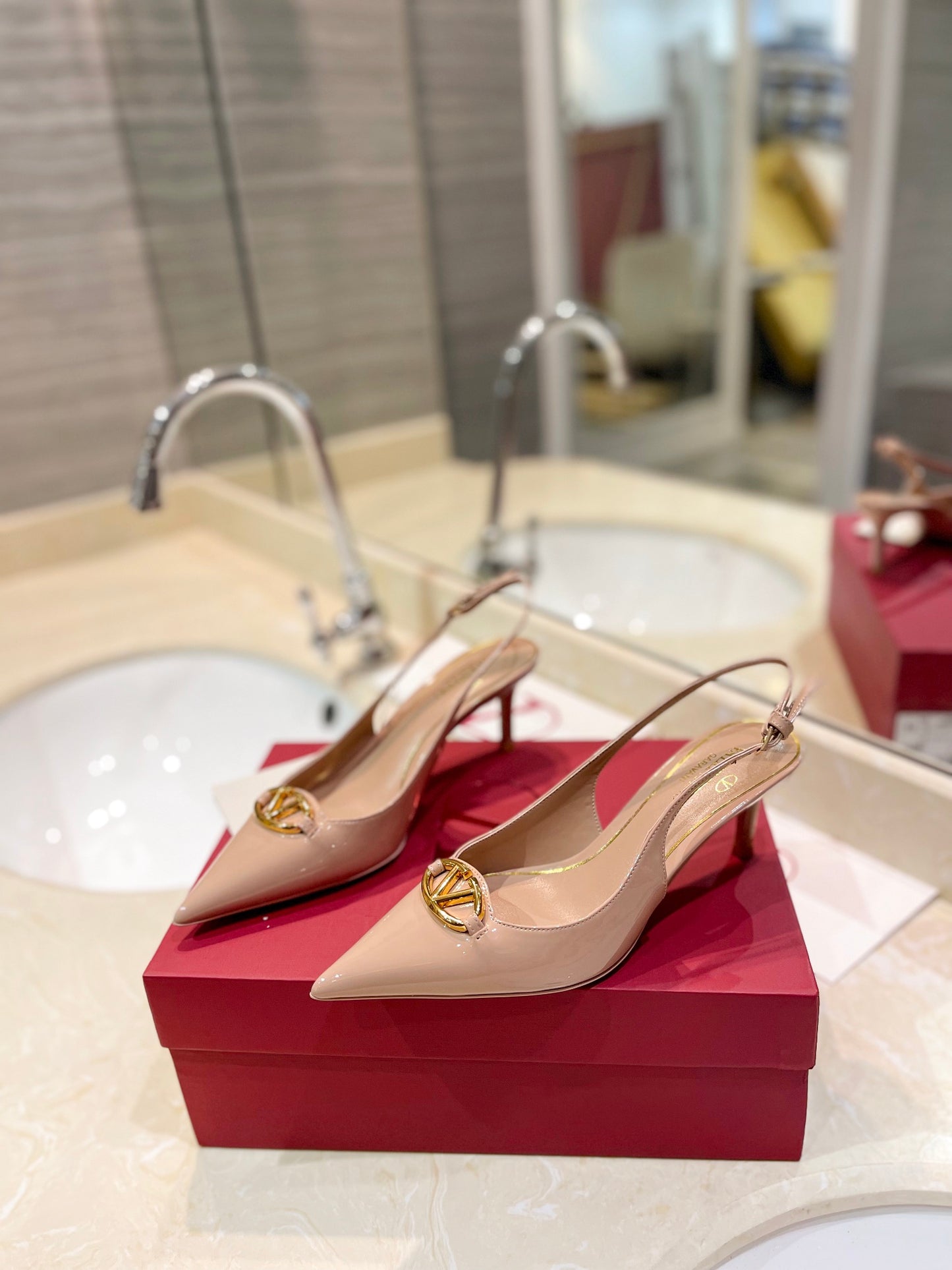 Valentino VLogo Signature Patent Leather Slingback Heels – 2024 Collection
