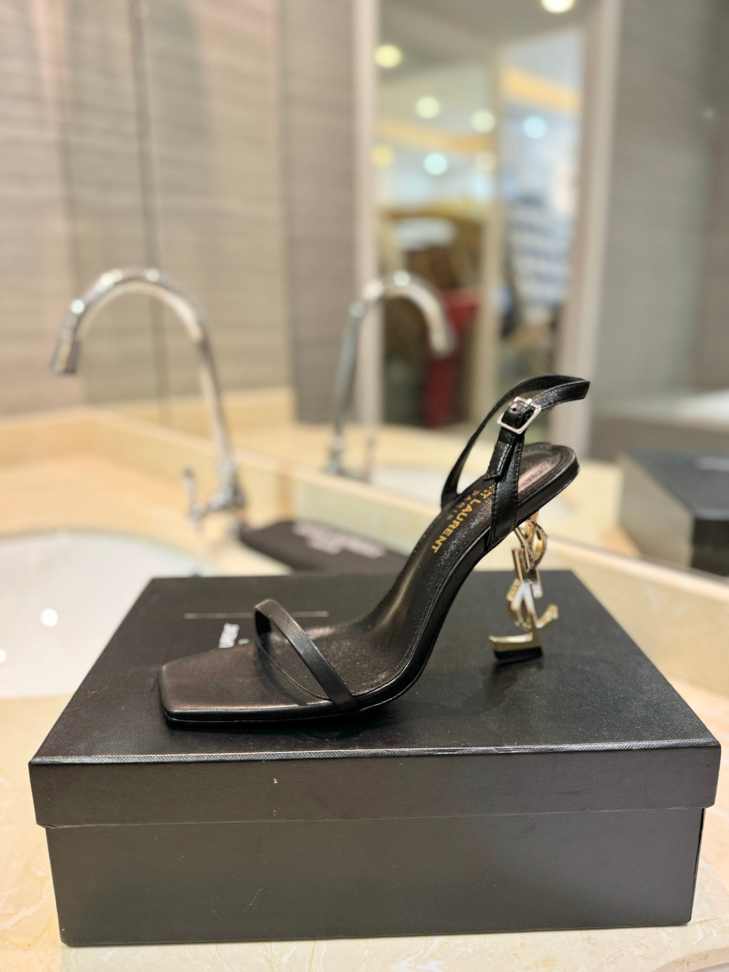 Saint Laurent YSL Logo Heeled Sandals
