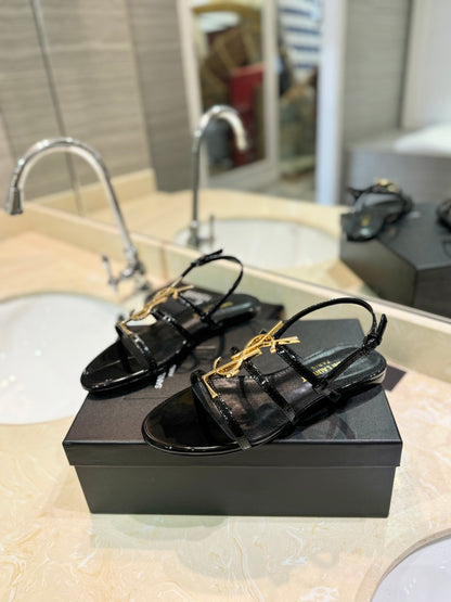 Saint Laurent YSL Metal Logo Heeled Sandals