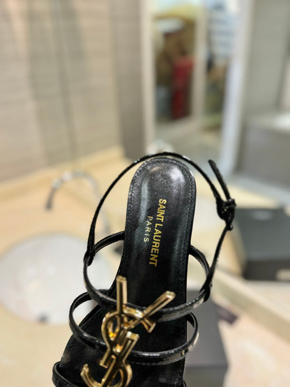 Saint Laurent YSL Metal Logo Heeled Sandals