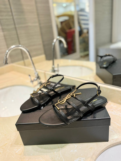 Saint Laurent YSL Metal Logo Heeled Sandals