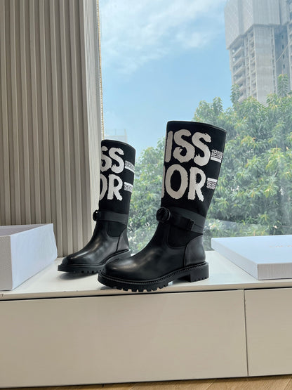 Dior D-Major Electric Embroidered Knee-High Boots – 2024 Autumn/Winter Collection