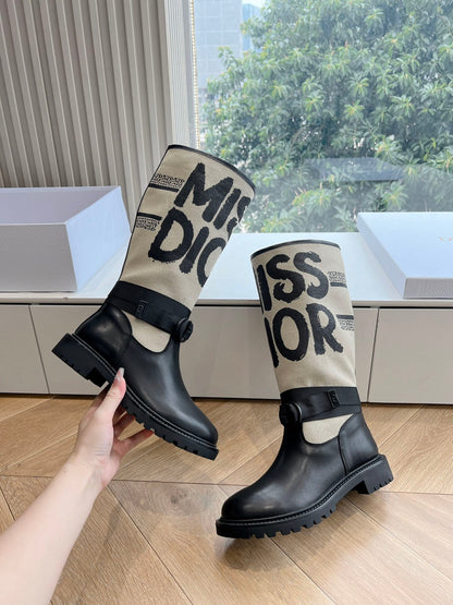 Dior D-Major Electric Embroidered Knee-High Boots – 2024 Autumn/Winter Collection