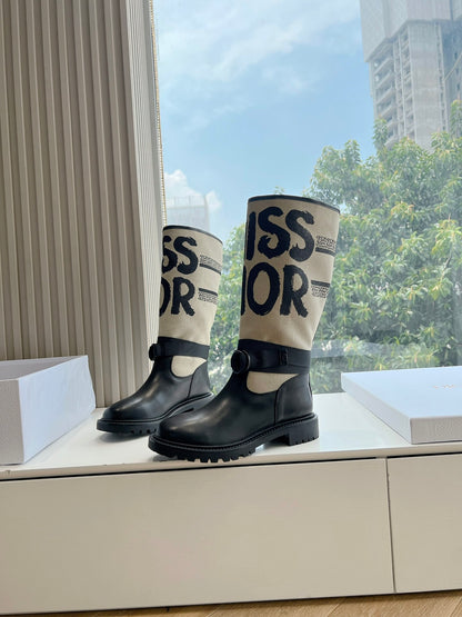 Dior D-Major Electric Embroidered Knee-High Boots – 2024 Autumn/Winter Collection