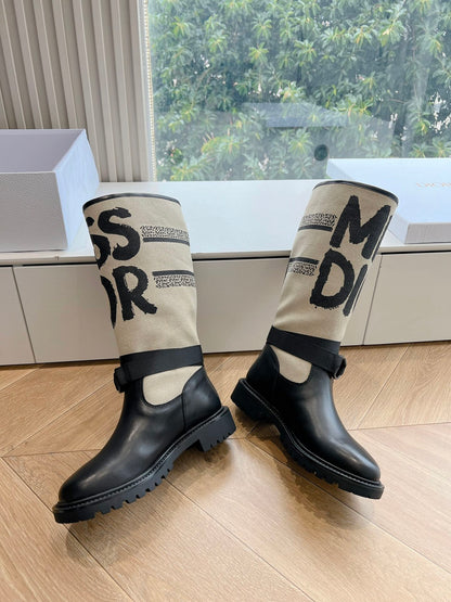 Dior D-Major Electric Embroidered Knee-High Boots – 2024 Autumn/Winter Collection