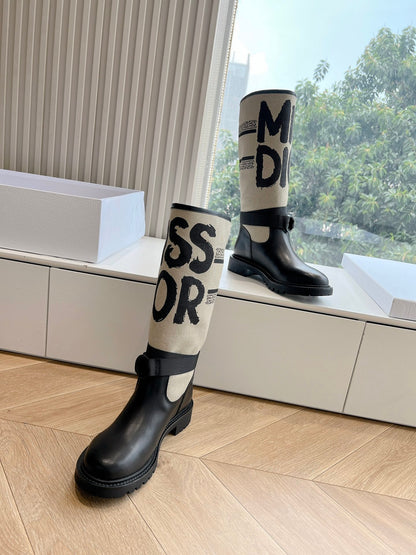 Dior D-Major Electric Embroidered Knee-High Boots – 2024 Autumn/Winter Collection