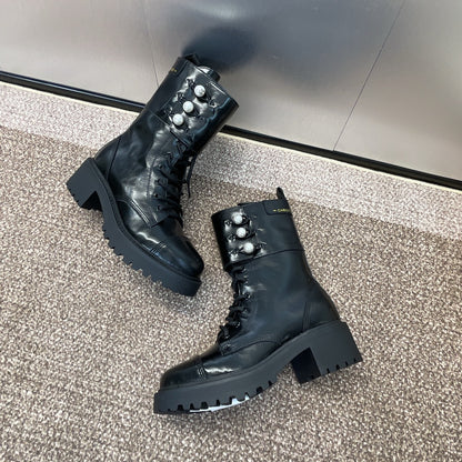 Dior D-Strike Pearl Platform Combat Boots – 2024 Autumn/Winter Collection
