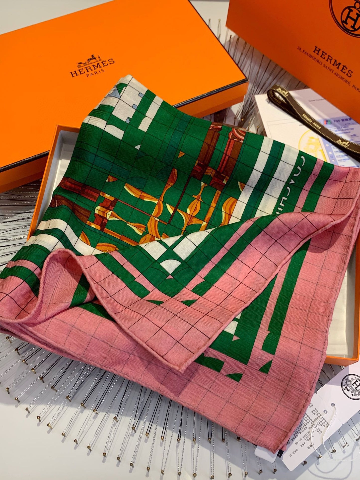 Hermès Double-Sided Pixel Style Scarf – 2024 New Arrival
