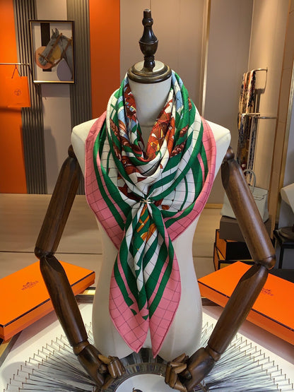 Hermès Double-Sided Pixel Style Scarf – 2024 New Arrival