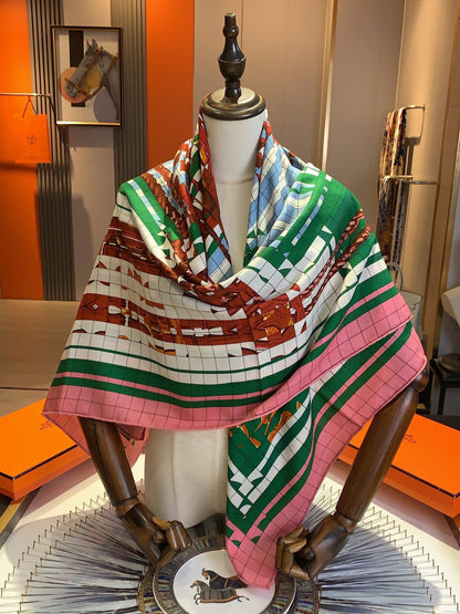 Hermès Double-Sided Pixel Style Scarf – 2024 New Arrival
