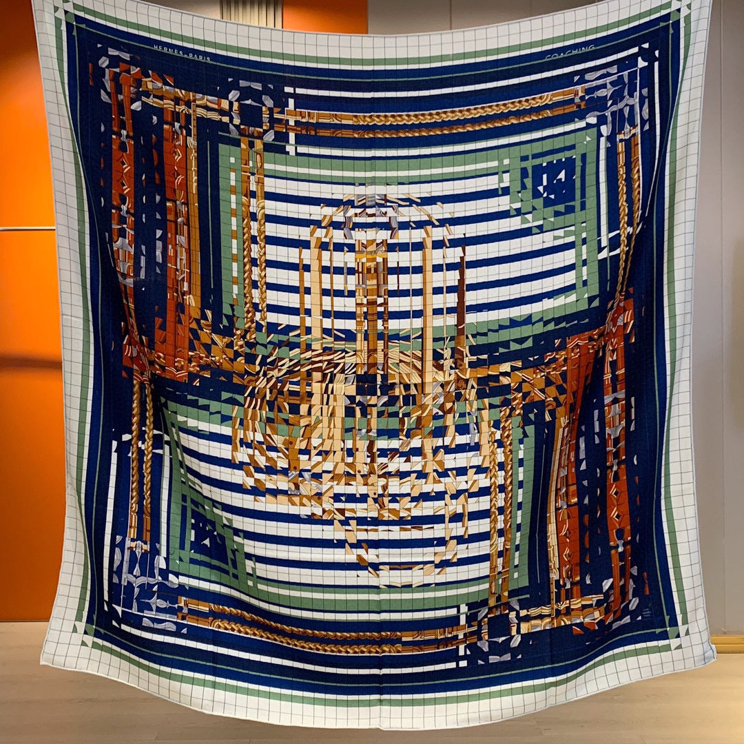 Hermès Pixel Style Double-Sided Scarf – 2024 Collection