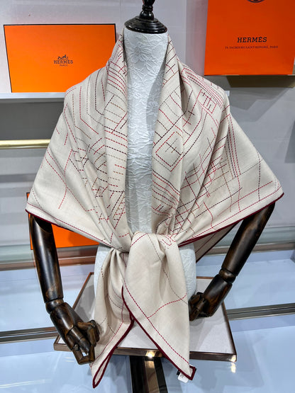 Hermès Double-Sided Saddle Stitch Silk Cashmere Scarf – 2024 Collection