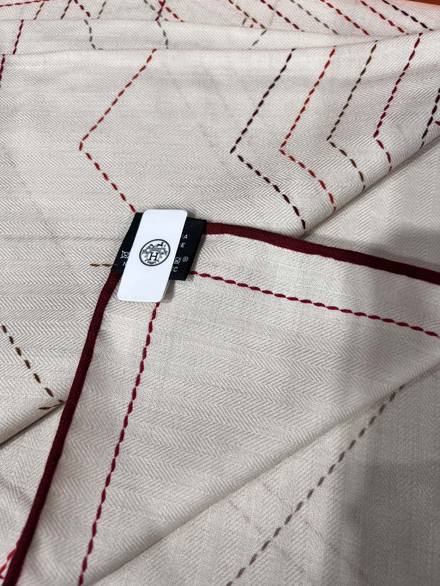 Hermès Double-Sided Saddle Stitch Silk Cashmere Scarf – 2024 Collection