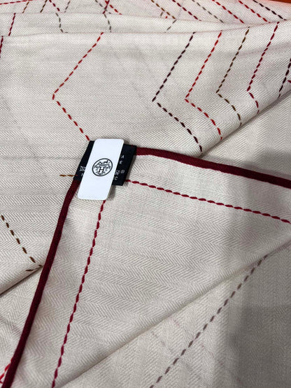 Hermès Double-Sided Saddle Stitch Silk Cashmere Scarf – 2024 Collection
