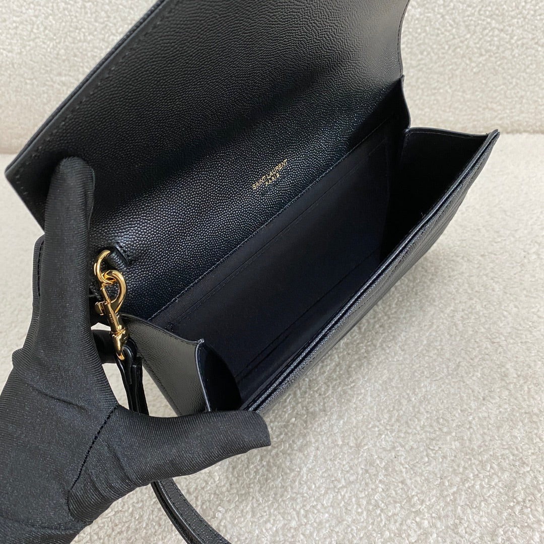 Saint Laurent Cassandre Grained Leather Clutch Bag