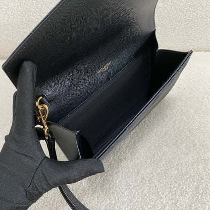 Saint Laurent Cassandre Grained Leather Clutch Bag