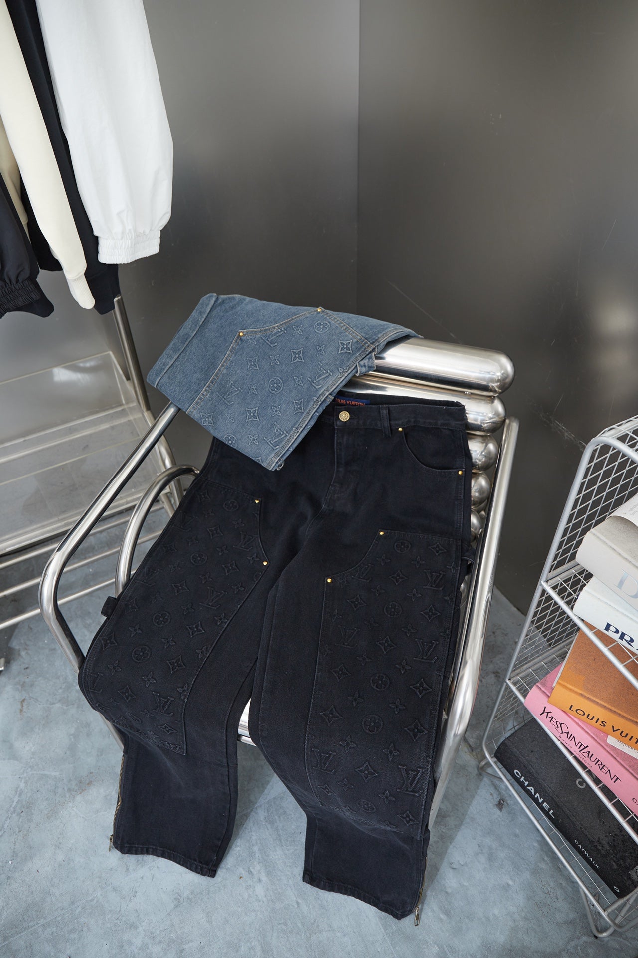 Louis Vuitton Monogram Embossed Denim Cargo Pants