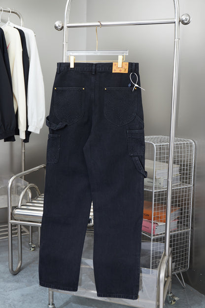 Louis Vuitton Monogram Embossed Denim Cargo Pants