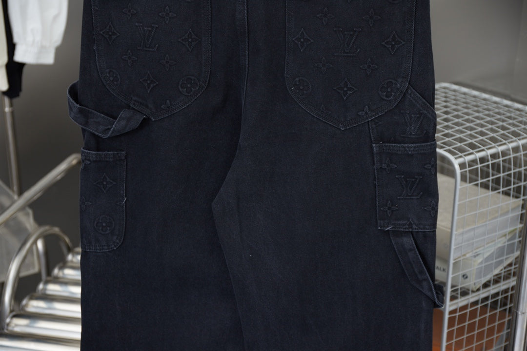 Louis Vuitton Monogram Embossed Denim Cargo Pants