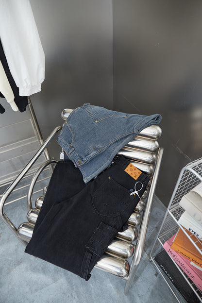 Louis Vuitton Monogram Embossed Denim Cargo Pants