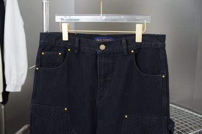 Louis Vuitton Monogram Embossed Denim Cargo Pants