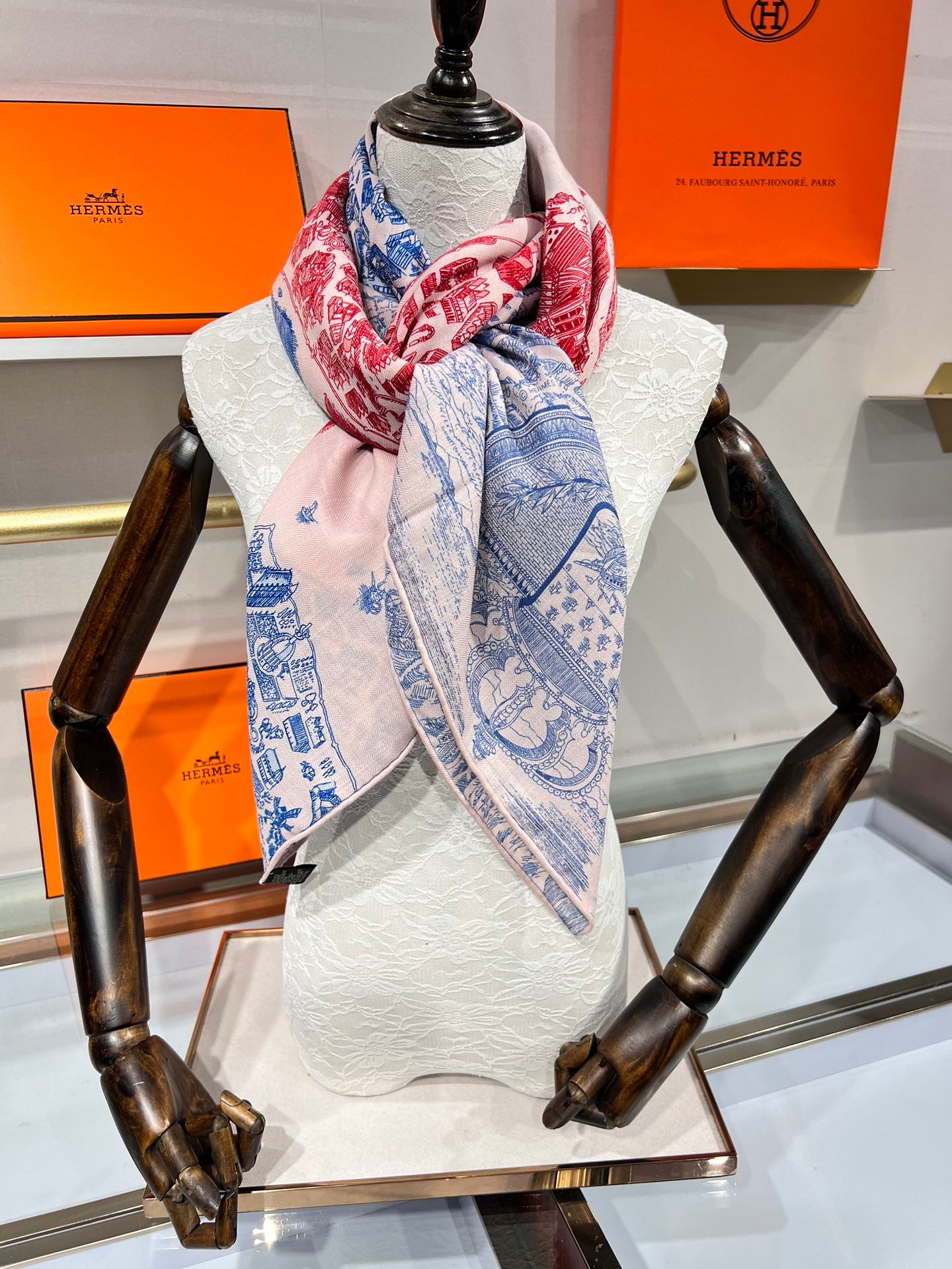 Hermès City of Horses Double-Sided Silk Cashmere Scarf – 2024 Collection