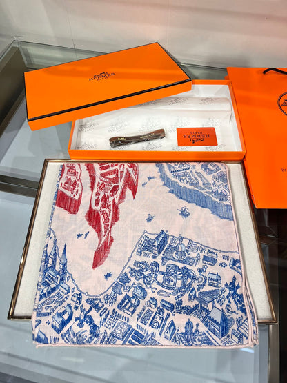 Hermès City of Horses Double-Sided Silk Cashmere Scarf – 2024 Collection