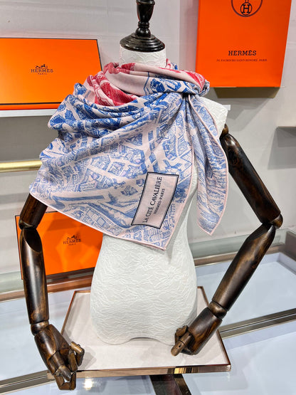 Hermès City of Horses Double-Sided Silk Cashmere Scarf – 2024 Collection