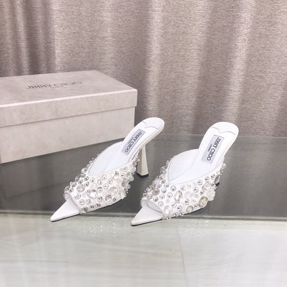 Jimmy Choo Crystal Silk Peep-Toe Pumps – 2025SS