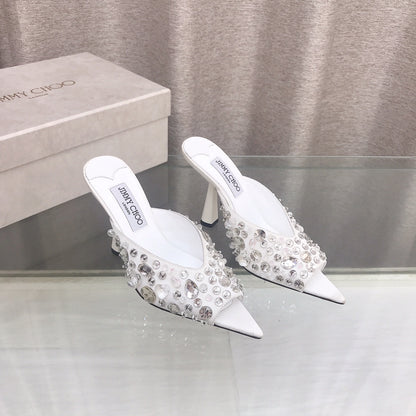 Jimmy Choo Crystal Silk Peep-Toe Pumps – 2025SS