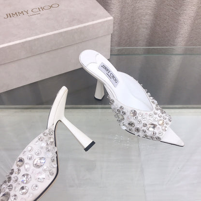 Jimmy Choo Crystal Silk Peep-Toe Pumps – 2025SS