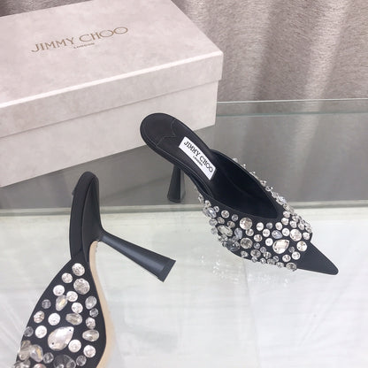 Jimmy Choo Crystal Silk Peep-Toe Pumps – 2025SS
