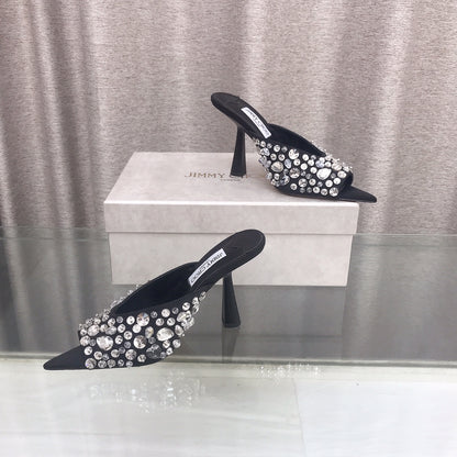 Jimmy Choo Crystal Silk Peep-Toe Pumps – 2025SS