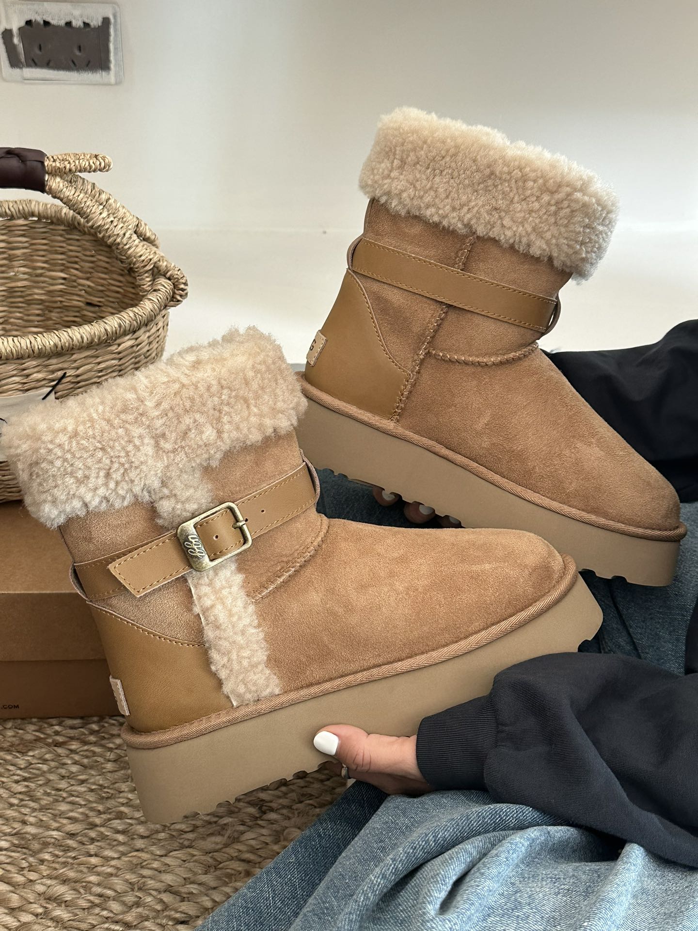 UGG Platform Shearling Ankle Boots