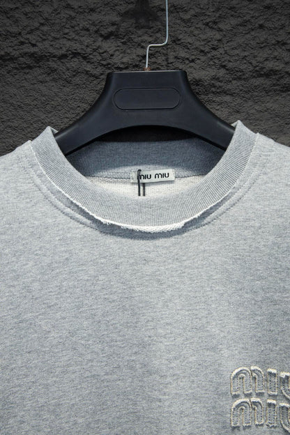 Miu Miu Embroidered Oversize Cotton Sweatshirt