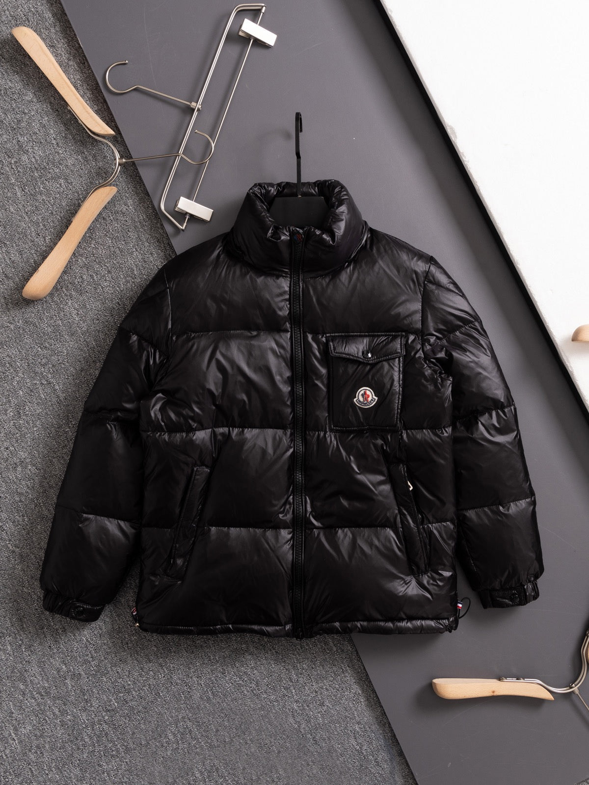 Moncler Three-Color Striped Short Down Jacket