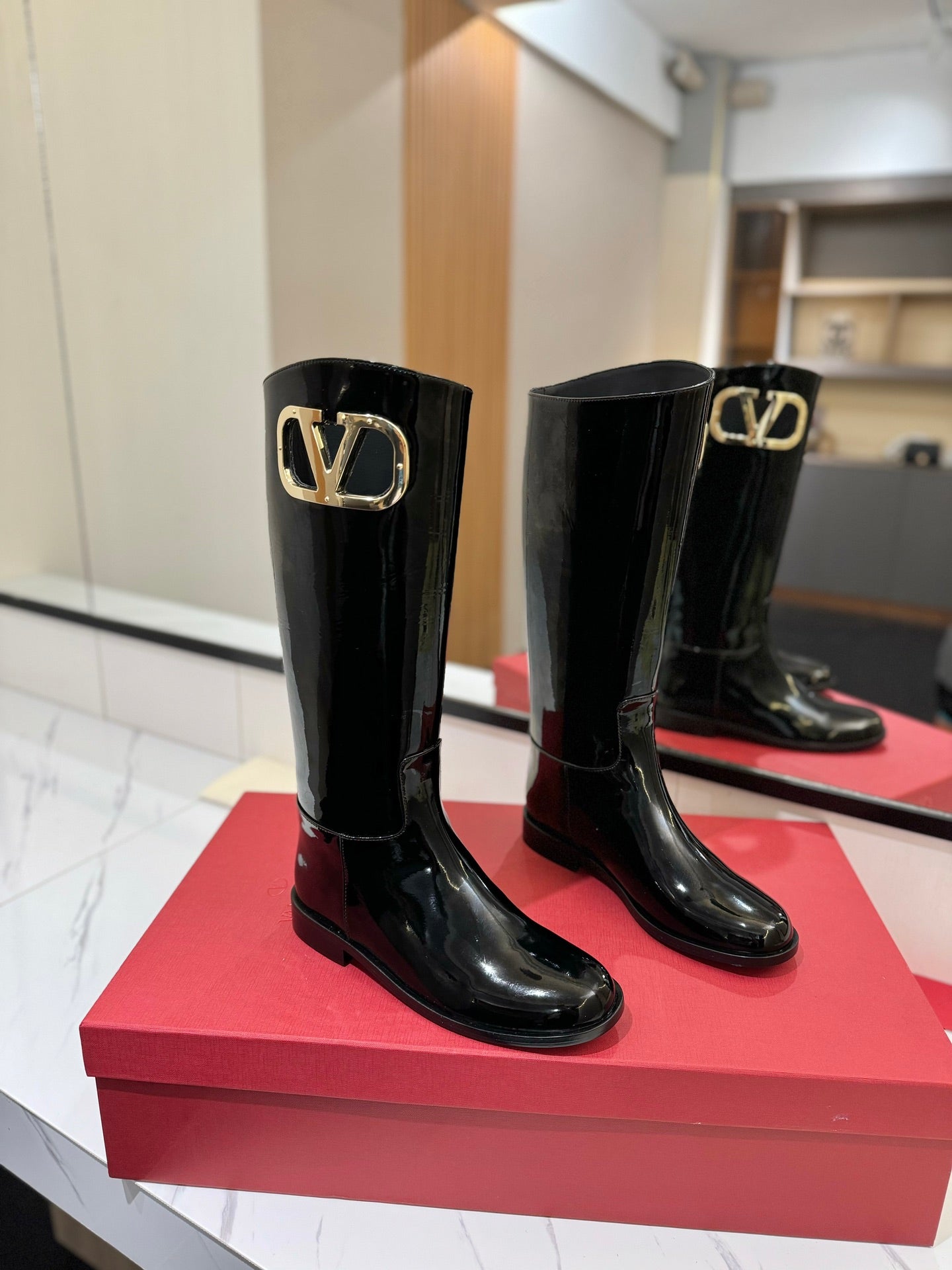 Valentino Garavani VLogo Type Rosso Slip-On Boots