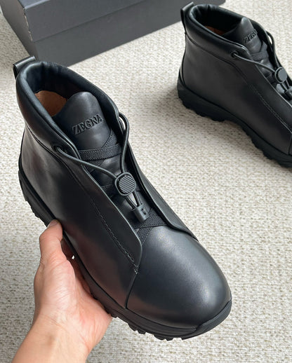 Zegna Triple Stitch Monte Suede High-Top Sneakers – 2024 Collection