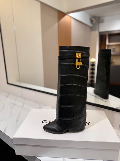 Givenchy Lock Detail Knee-High Boots – 2024 SS