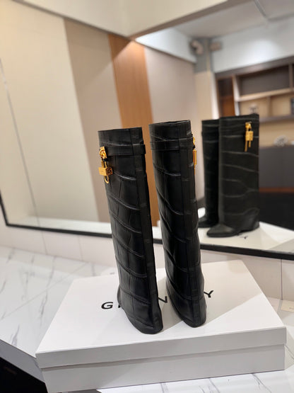 Givenchy Lock Detail Knee-High Boots – 2024 SS