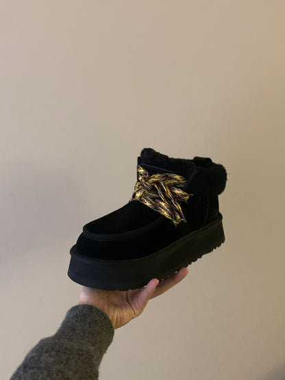 UGG Fluff Lace-Up Ankle Boots