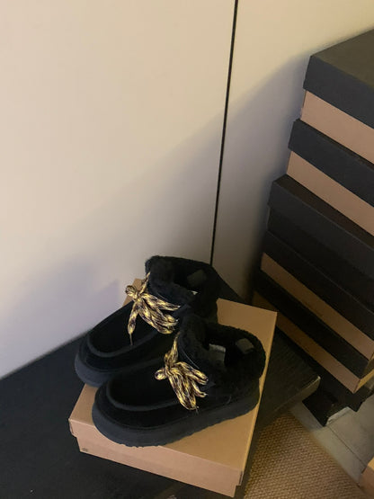 UGG Fluff Lace-Up Ankle Boots