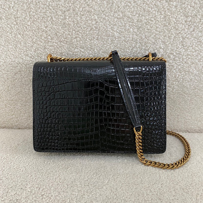 Saint Laurent Sunset Crocodile Embossed Shoulder Bag