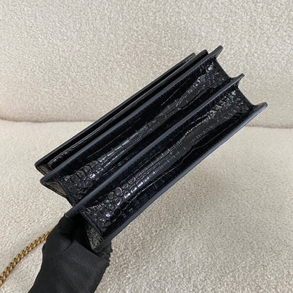 Saint Laurent Sunset Crocodile Embossed Shoulder Bag