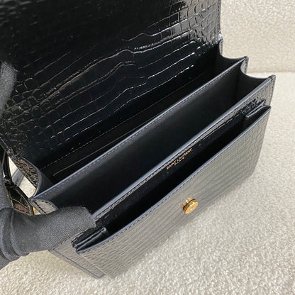 Saint Laurent Sunset Crocodile Embossed Shoulder Bag