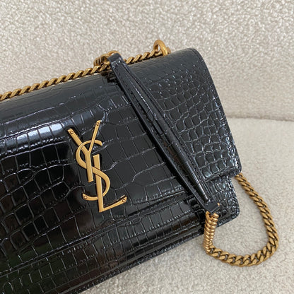 Saint Laurent Sunset Crocodile Embossed Shoulder Bag